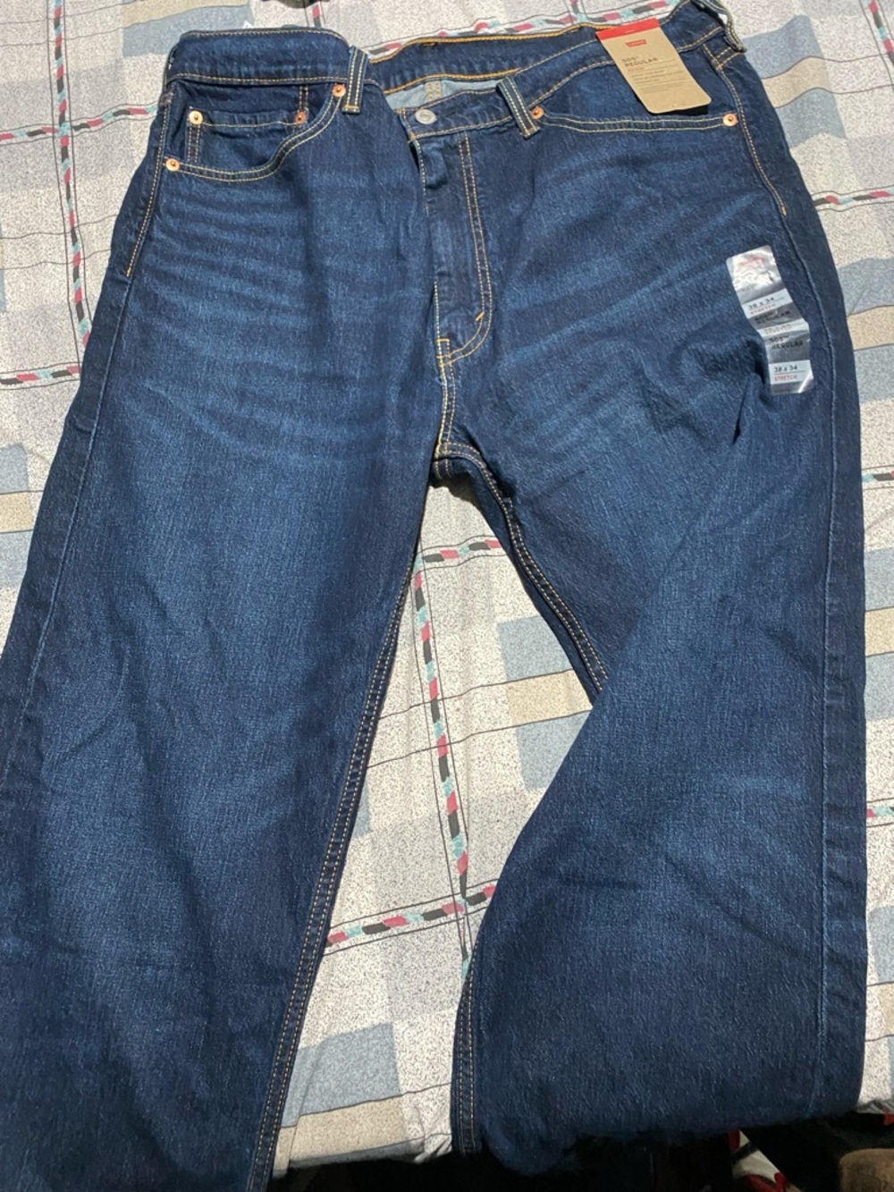 NEW Levis 505 Regular Fit Straight Leg Jeans Mens 38x34 Blue 100% Cotton NWT